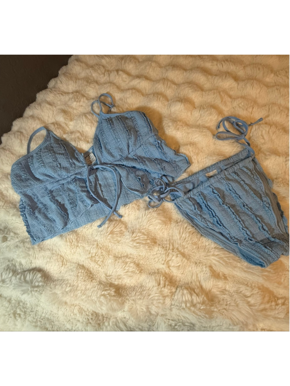 Preowned, Women's No Boundaries light blue Tankini, Top- L, Bottom-M
